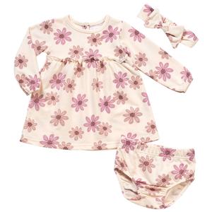 Baby Girl (NB-9M) Rene Rofe(R) 3pc. Daisy Long Sleeve Dress Set