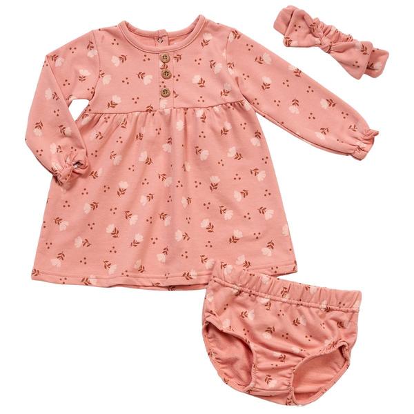 Baby Girl (NB-9M) Rene Rofe(R) 3pc. Floral Long Sleeve Dress Set