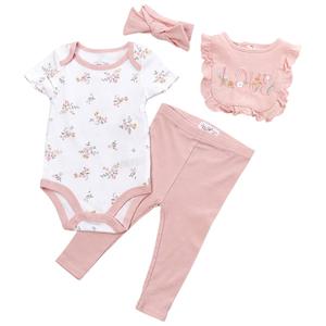 Baby Girl (NB-9M) Rene Rofe(R) Love Floral 4pc. Pants Set