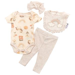 Baby Girl (NB-9M) Rene Rofe(R) Rainbow & Floral 4pc. Pants Set