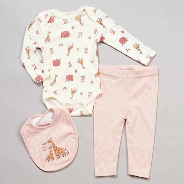 Baby Girl (NB-9M) baby views(R) 3pc. Safari Bodysuit & Pants Set