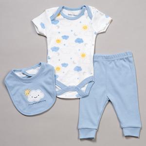 Baby Unisex (NB-9M) baby views(R) 3pc. Clouds Bodysuit & Pants Set