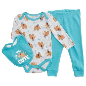 Baby Boy (NB-9M) baby views(R) 3pc. Woolly Cute Bodysuit Set