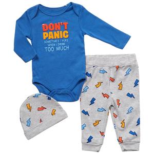 Baby Boy (NB-9M) Wild Child 3pc. Don't Panic Bodysuit & Pants Set