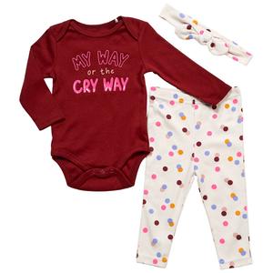 Baby Girl (NB-9M) bon bebe(R) Wild Child 3pc. Cry Way Bodysuit Set