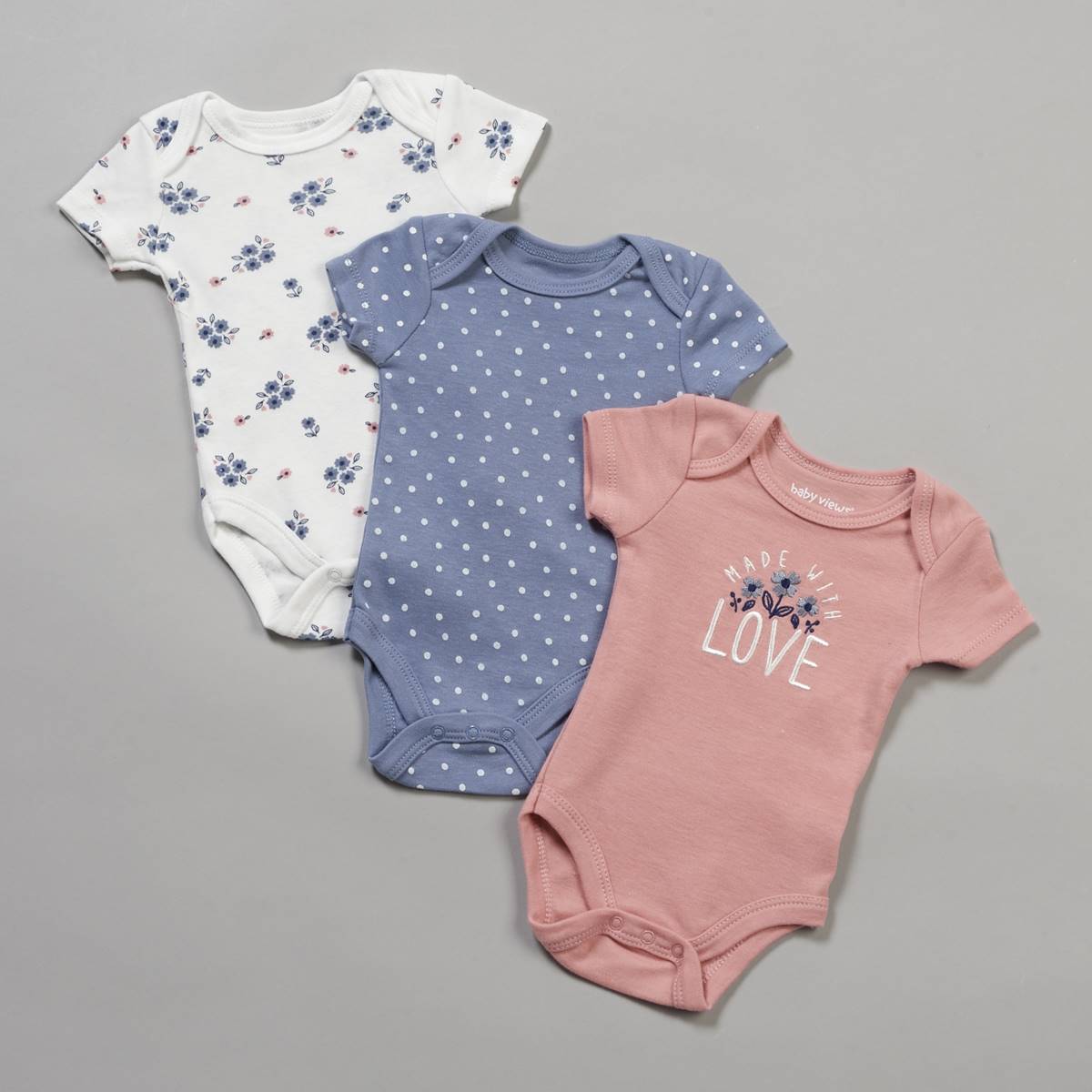 Baby Girl (NB-9M) Baby Views(R) 3pk. Made W/Love Floral Bodysuits