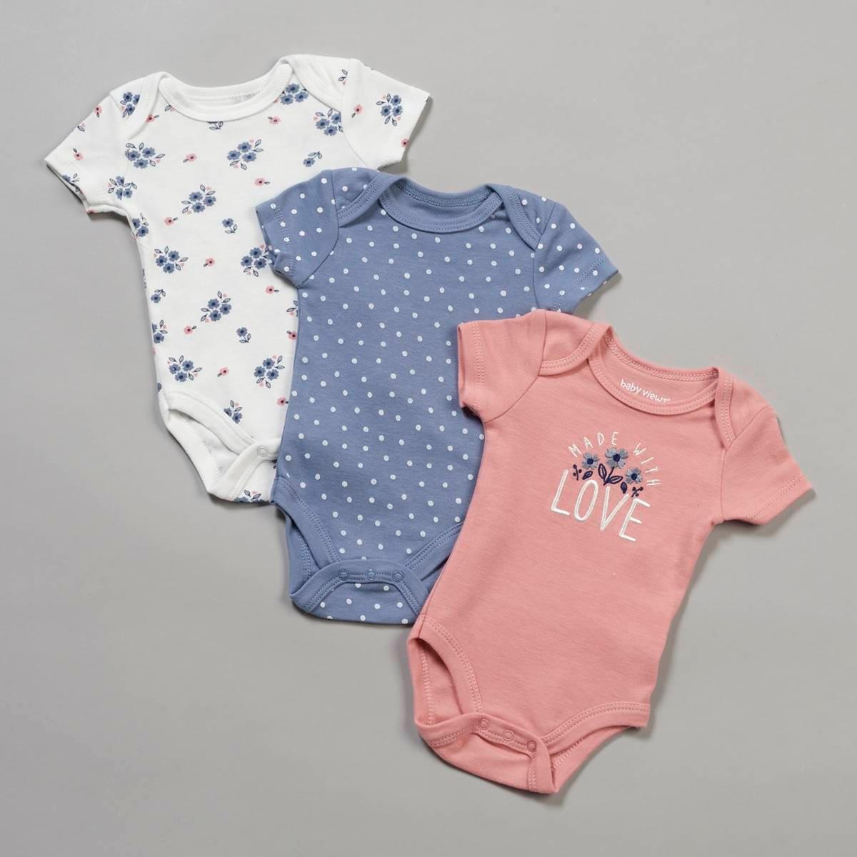 Baby Girl (NB-9M) Baby Views(R) 3pk. Made W/Love Floral Bodysuits