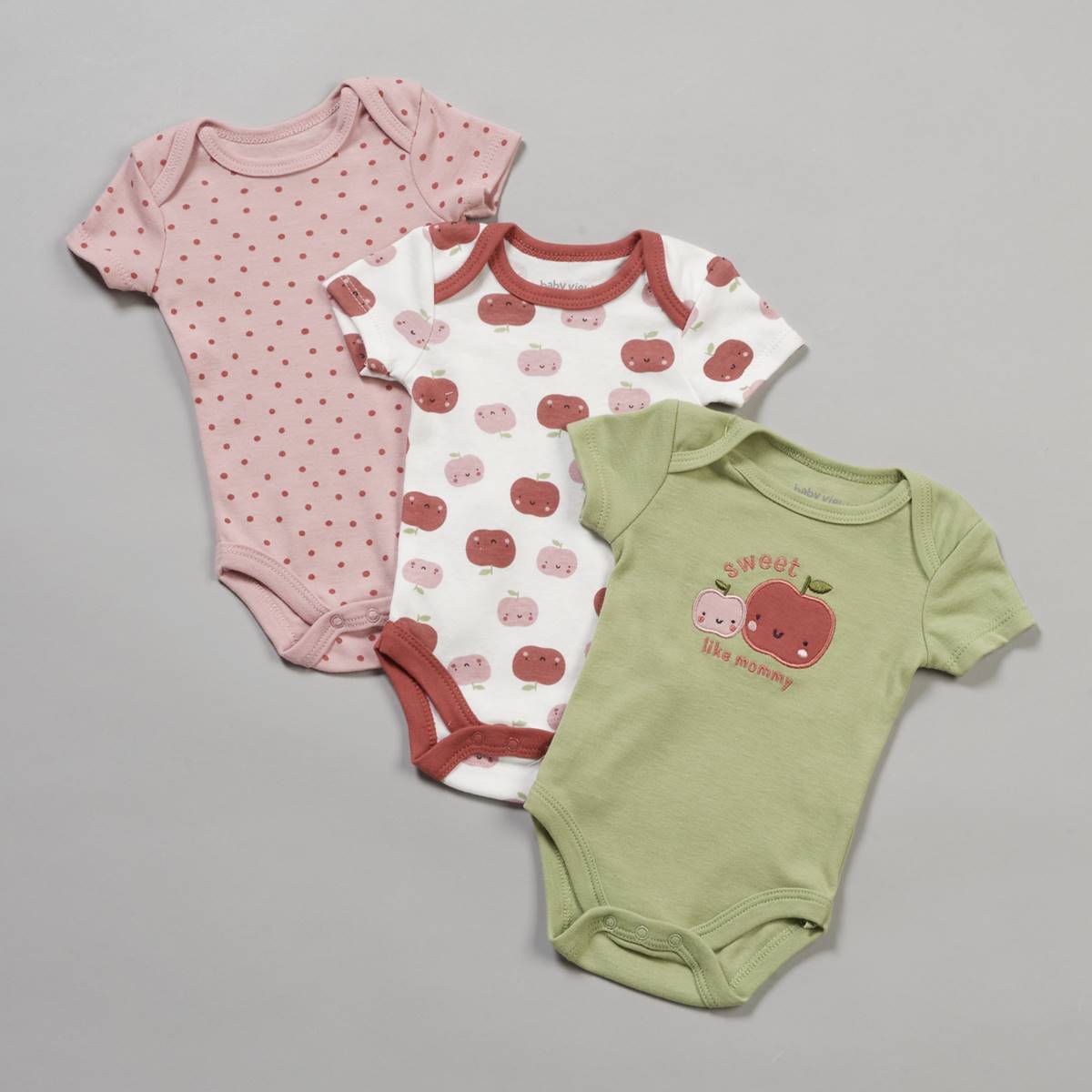 Baby Girl (NB-9M) Baby Views 3pk. Sweet Apple Bodysuits