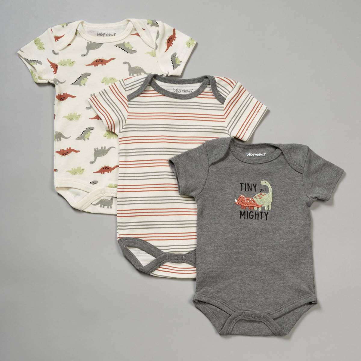 Baby Boy (NB-9M) Baby Views(R) 3pk. Dino Tiny But Mighty Bodysuits