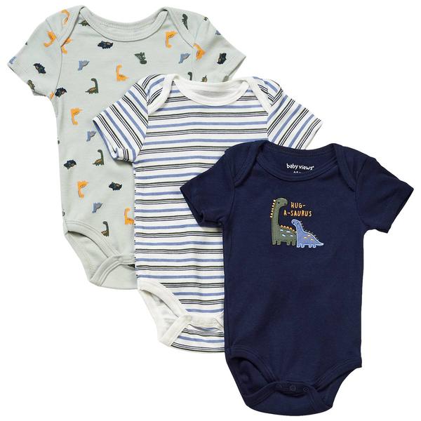 Baby Boy (NB-9M) baby views(R) 3pk. Dino & Stripe Bodysuits