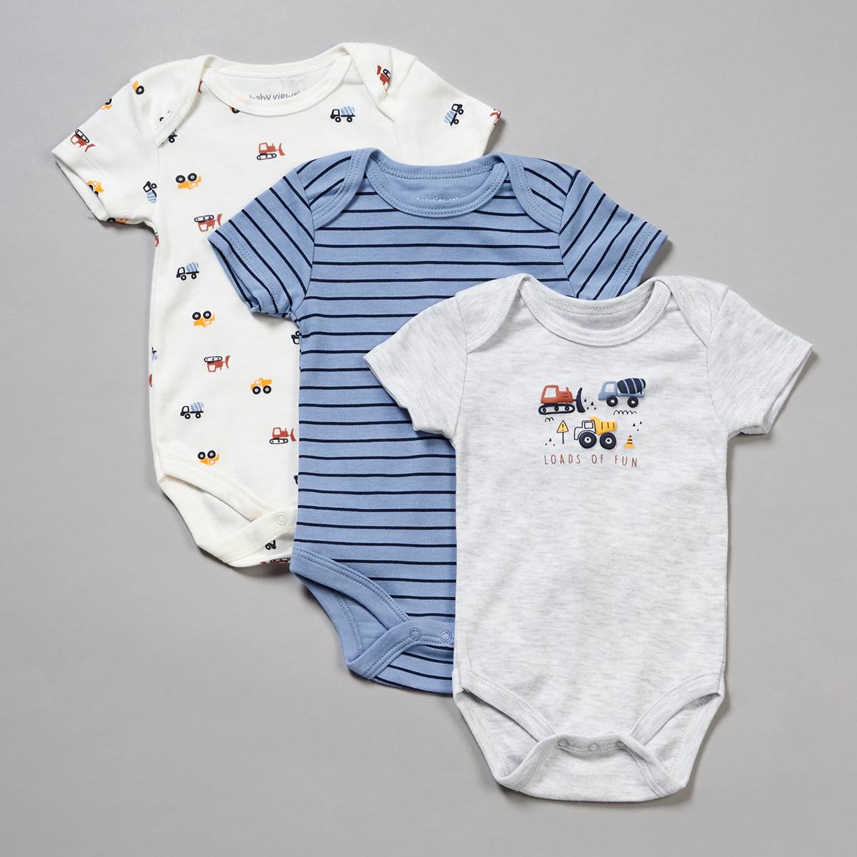 Baby Boy (NB-9M) Baby Views(R) 3pk. Loads Of Fun Trucks Bodysuits