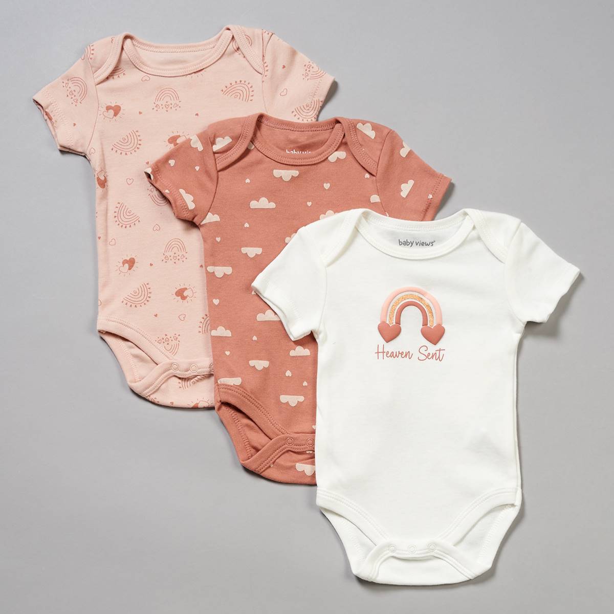 Baby Girl (NB-9M) Baby Views(R) 3pk. Heaven Sent Rainbow Bodysuits