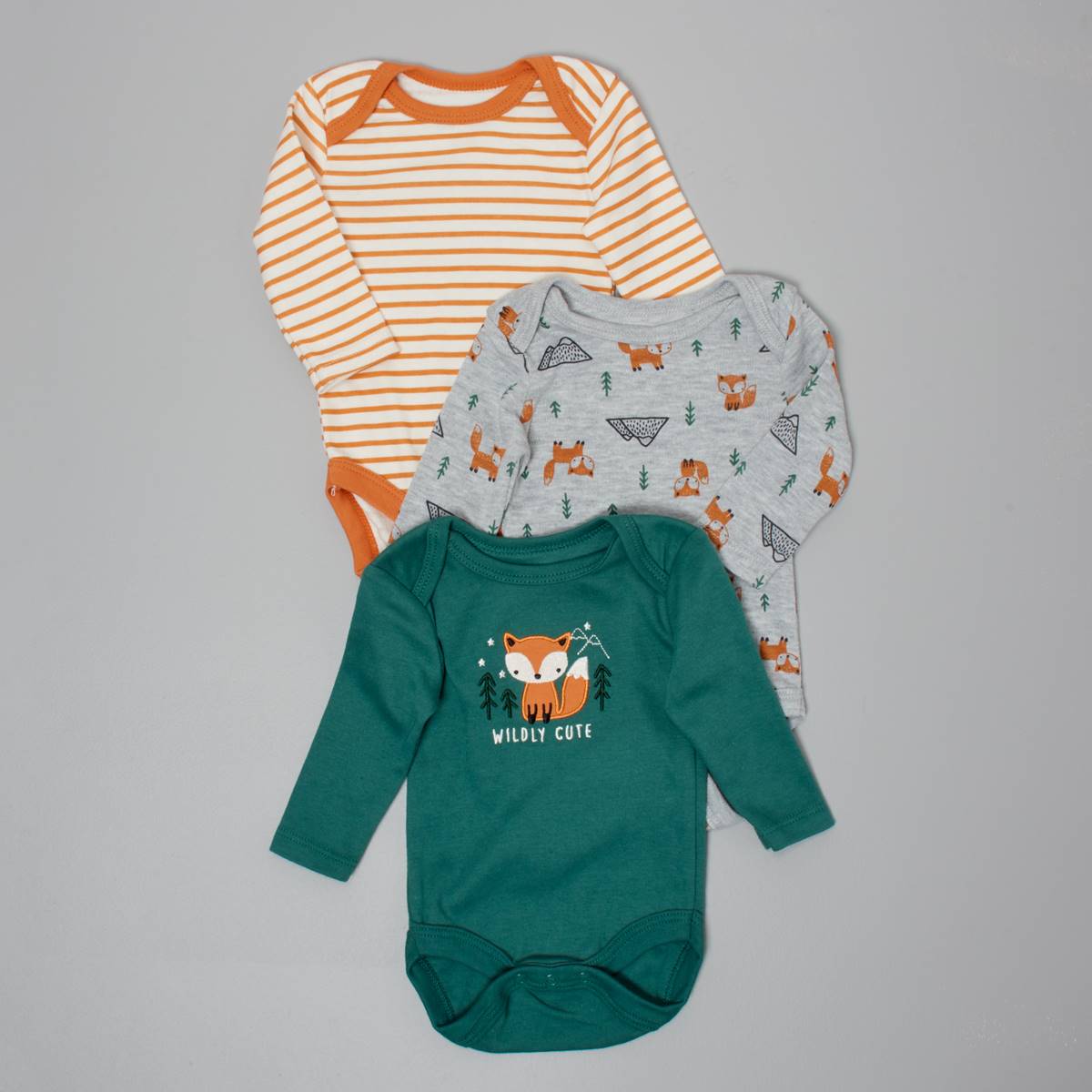 Baby Boy (NB-9M) Baby Views(R) 3pk. Fox Long Sleeve Bodysuits