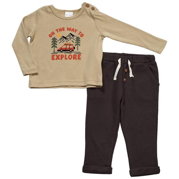 Baby Boy (12-24M) bon bebe(R) On Way To Explore Top & Pants Set