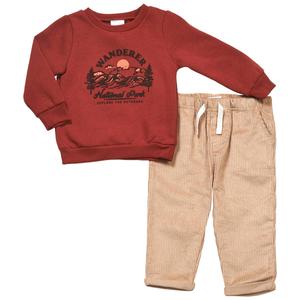 Baby Boy (12-24M) bon bebe(R) Wanderer Top & Cord Pants Set