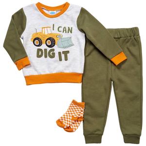 Baby Boy (12-24M) bon bebe(R) Dig It Construction Sweatshirt Set