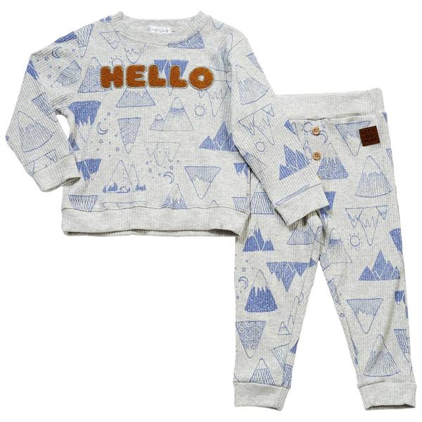 Toddler Boy Emily & Oliver Hello/Mountains Joggers Set alternate view