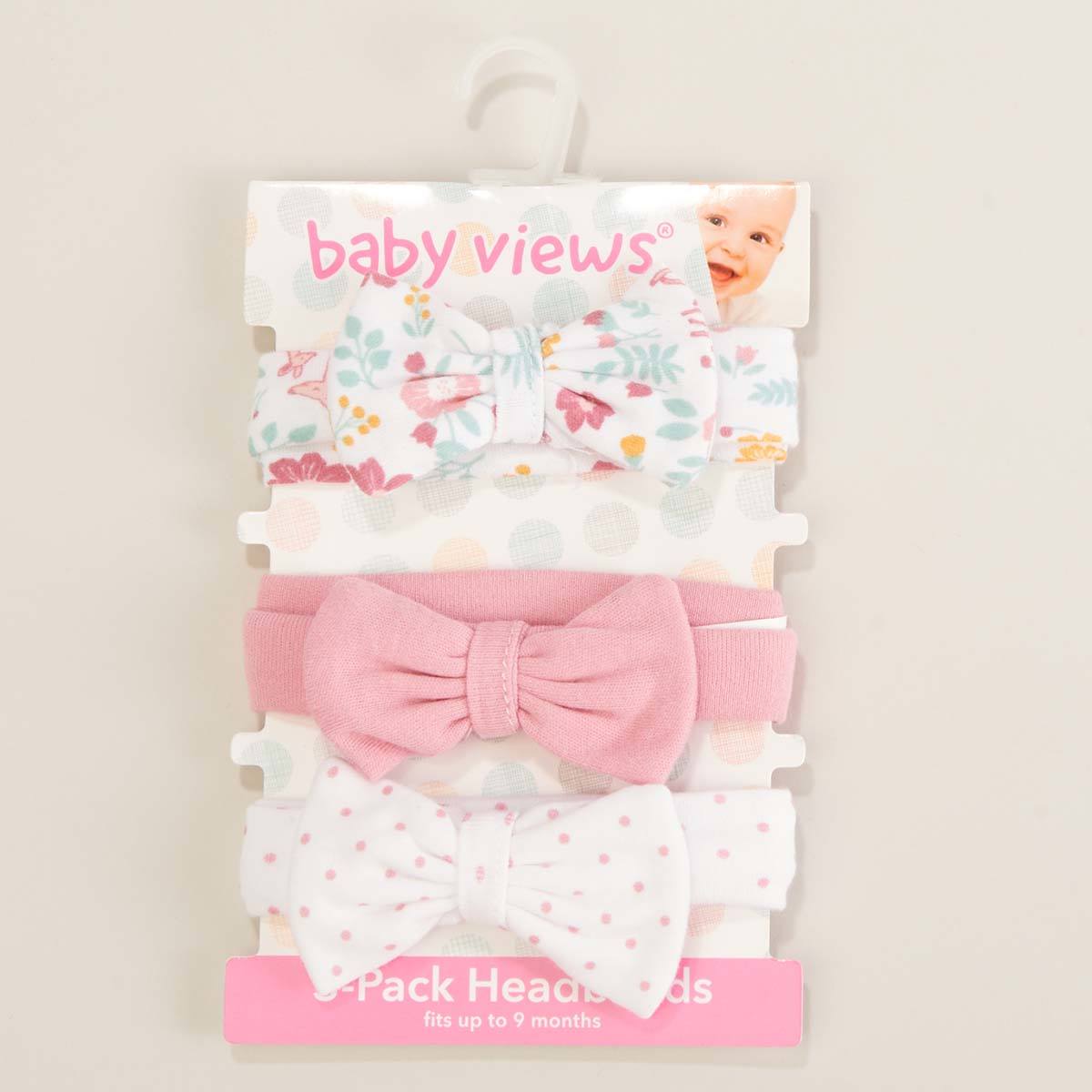 Baby Girl Baby Views 3pk. Floral Dot & Solid Headbands