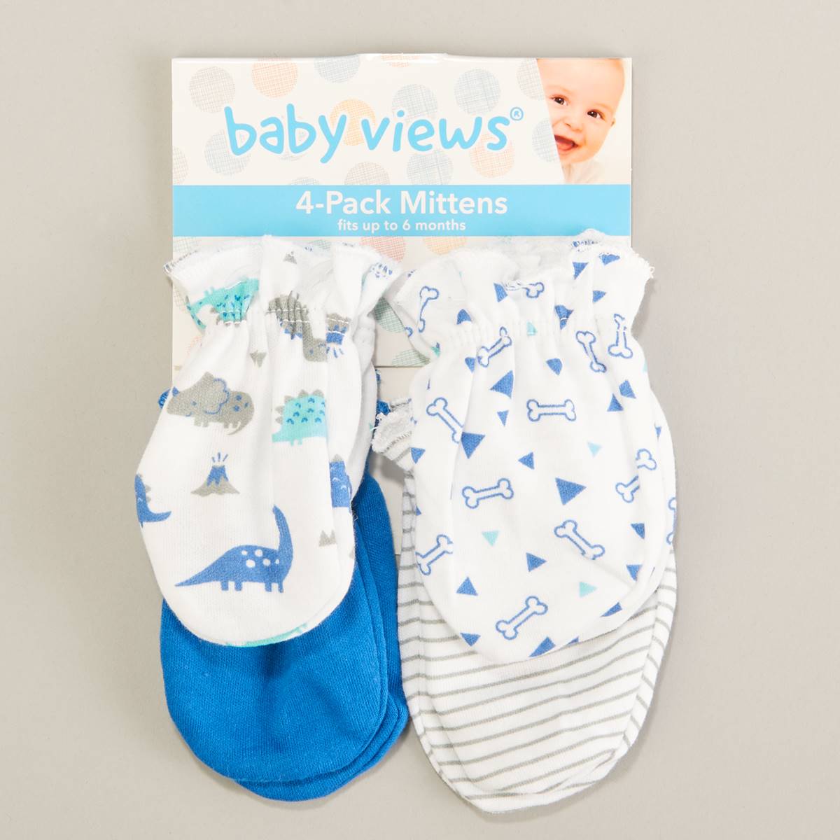 Baby Boy Newborn Baby Views 4pk. Dino Scratch Mittens