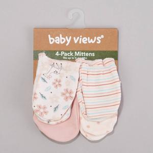 Baby Girl (NB-6M) baby views(R) 4pk. Floral/Solid Scratch Mittens