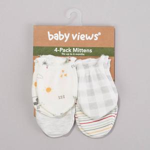 Baby Unisex (NB-6M) baby views(R) 4pk. Farm/Gingham Scratch Mittens