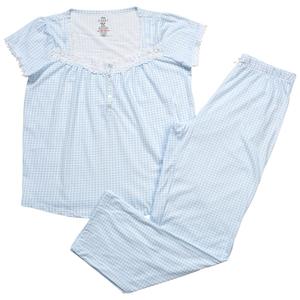 Womens Sophia by Rene Rofe(R) Gingham Plaid Lace Pajama Set alternate view