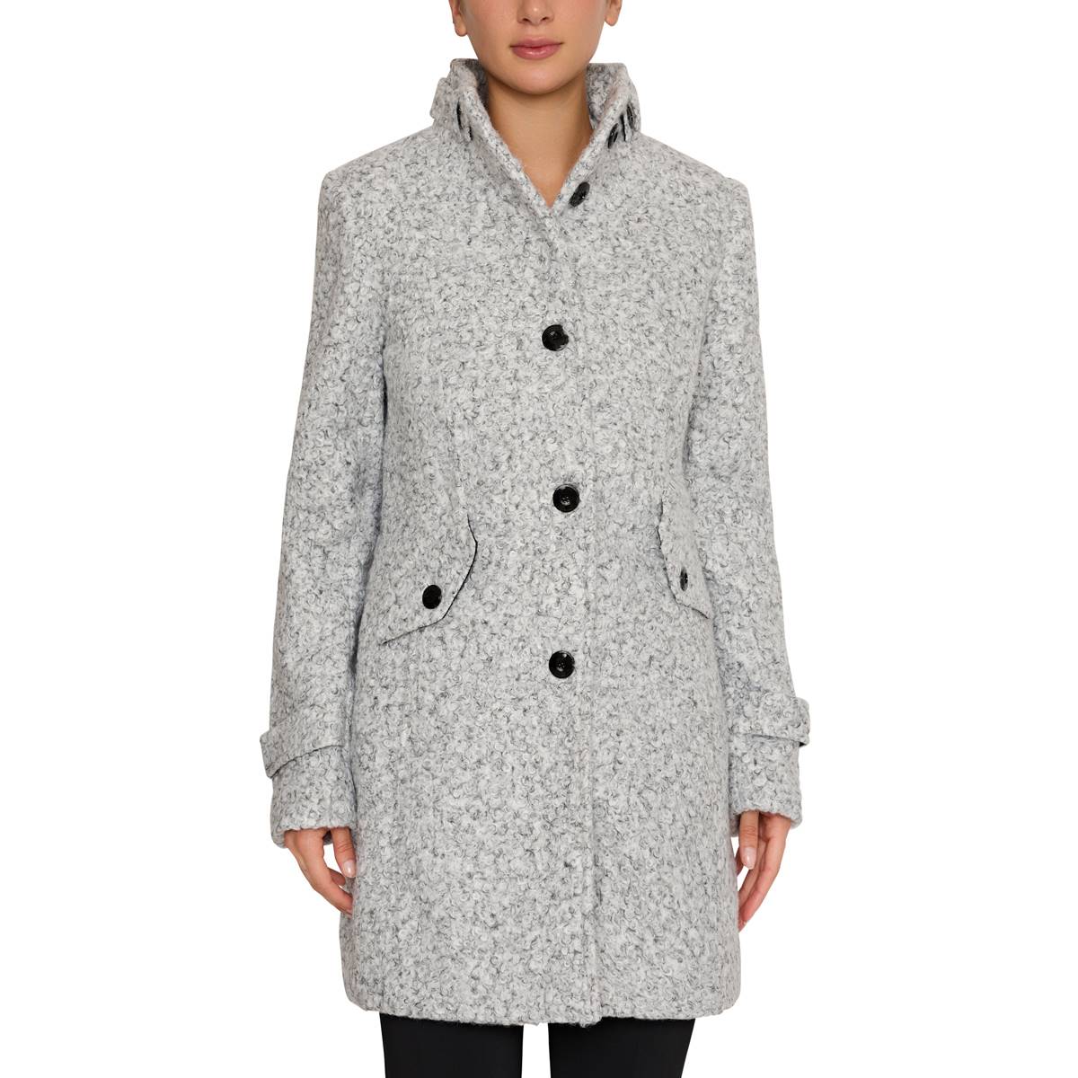 Womens Maralyn & Me Single Breasted Boucle Faux Wool Coat