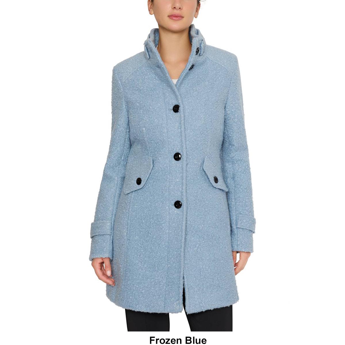 Womens Maralyn & Me Single Breasted Boucle Faux Wool Coat