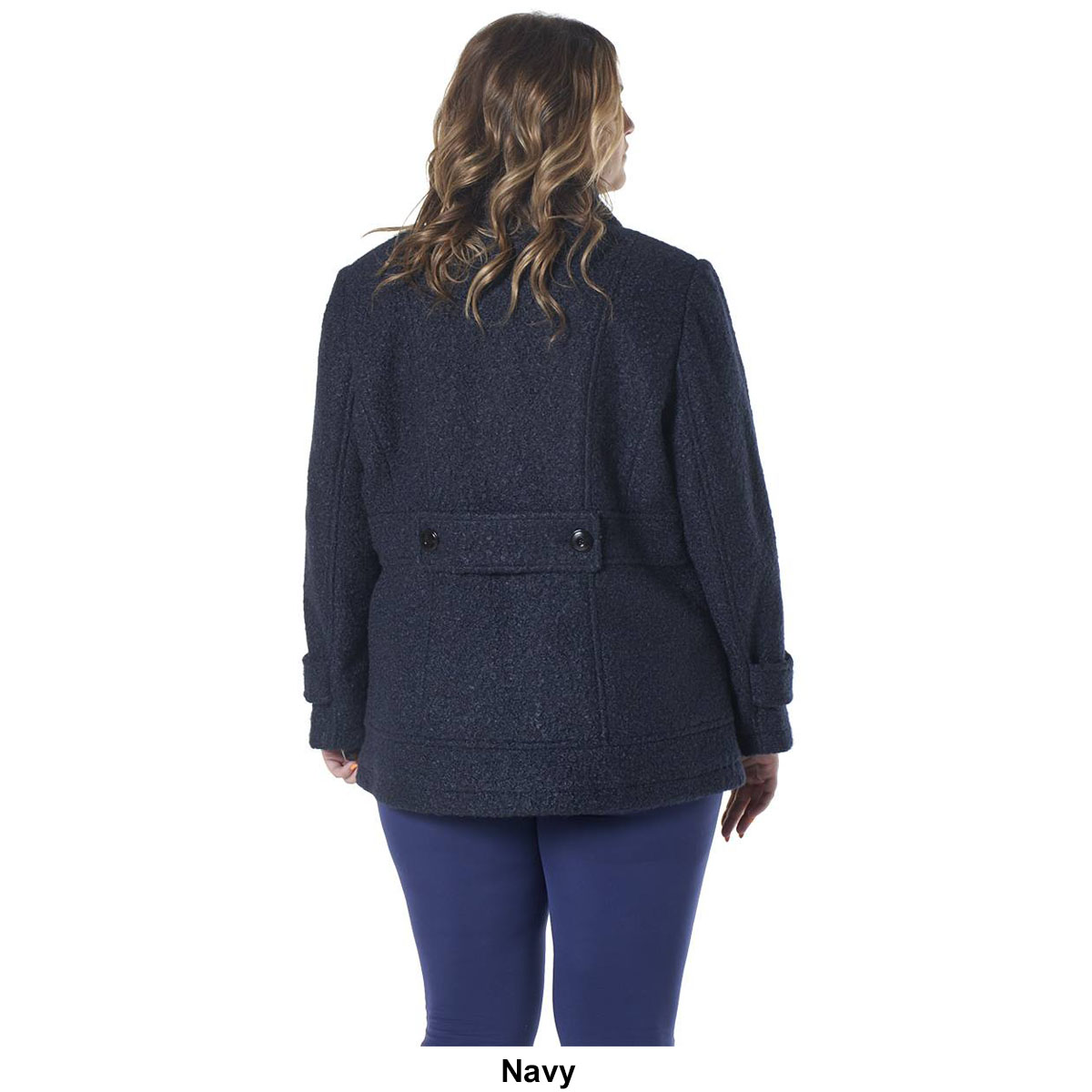 Womens Maralyn & Me Double Breasted Faux Wool Boucle Coat