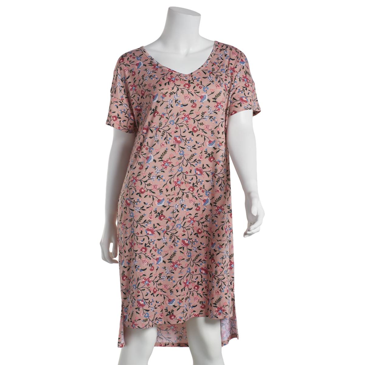 Womens Jaclyn Floral Short Sleeve Lush Luxe V-Neck Nightshirt