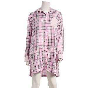 Womens Jaclyn Long Sleeve Plaid Flannel Notch Collar Nightshirt