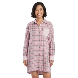 Womens Jaclyn Long Sleeve Plaid Flannel Notch Collar Nightshirt