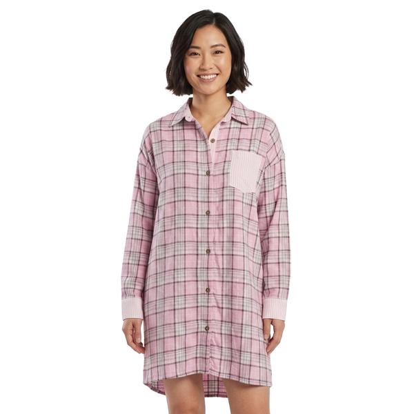 Womens Jaclyn Long Sleeve Plaid Flannel Notch Collar Nightshirt
