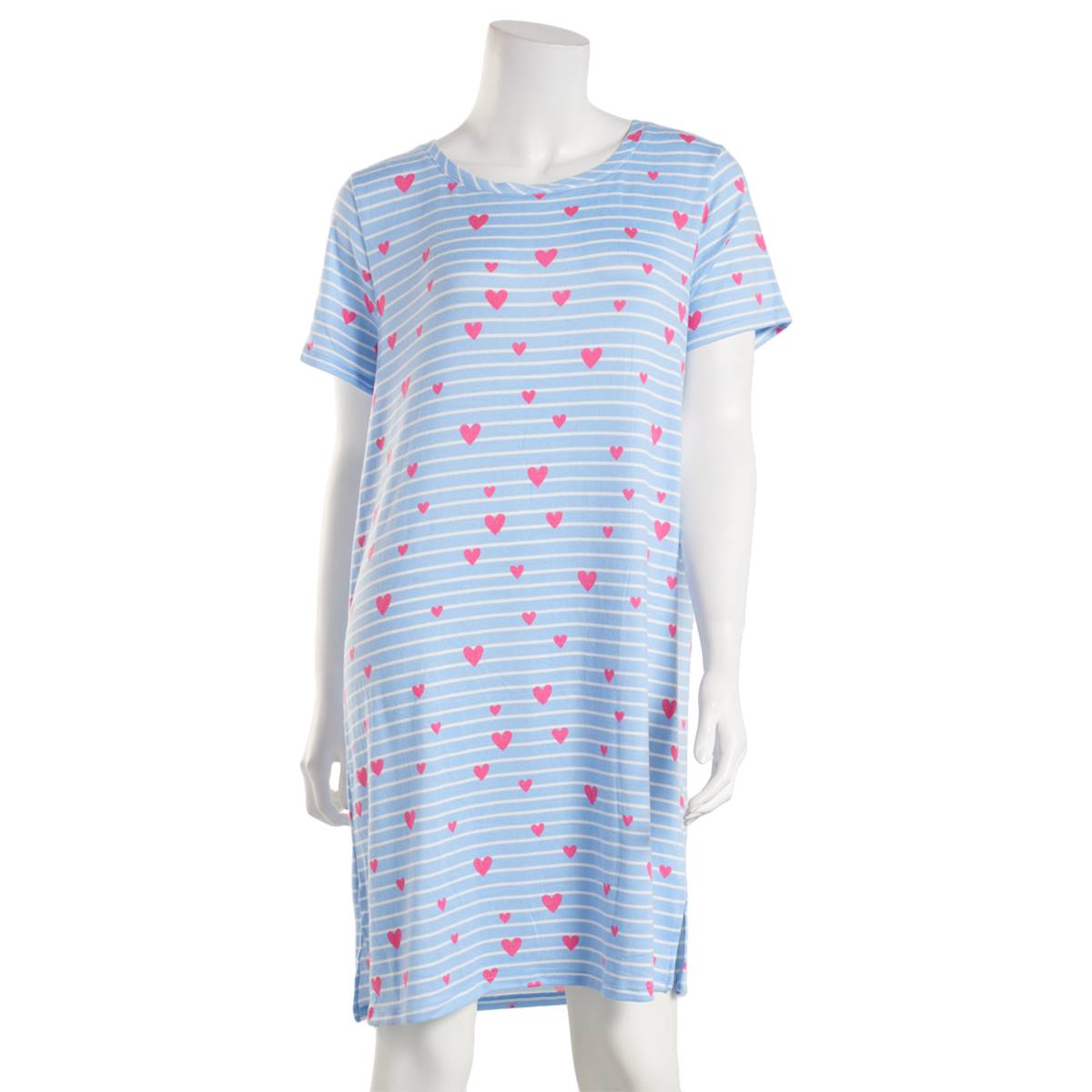 Womens Jaclyn Short Sleeve Heart Stripe Nightshirt