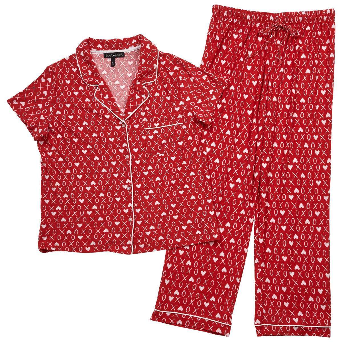 Juniors Derek Heart XO Hearts Short Sleeve Pajama Set