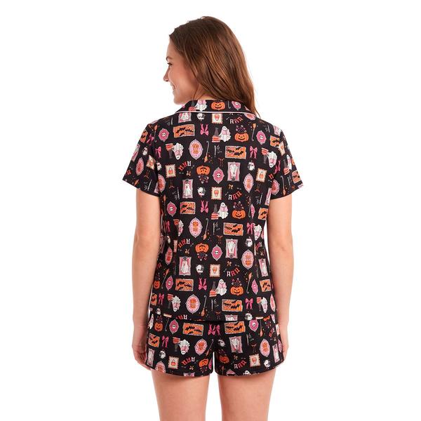 Juniors Derek Heart Short Sleeve Pumpkins & Portraits Pajama Set alternate view