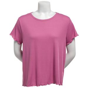 Womens Jaclyn Short Sleeve Lettuce Edge Scoop Neck Pajama Top