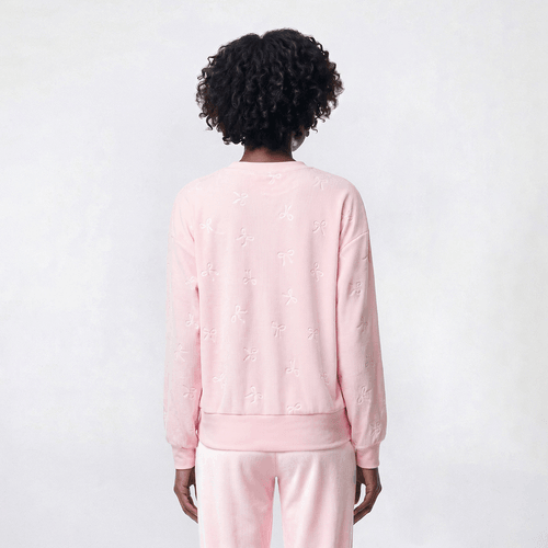 Womens Jaclyn Bows Embossed Rib Velour Pajama Top alternate view