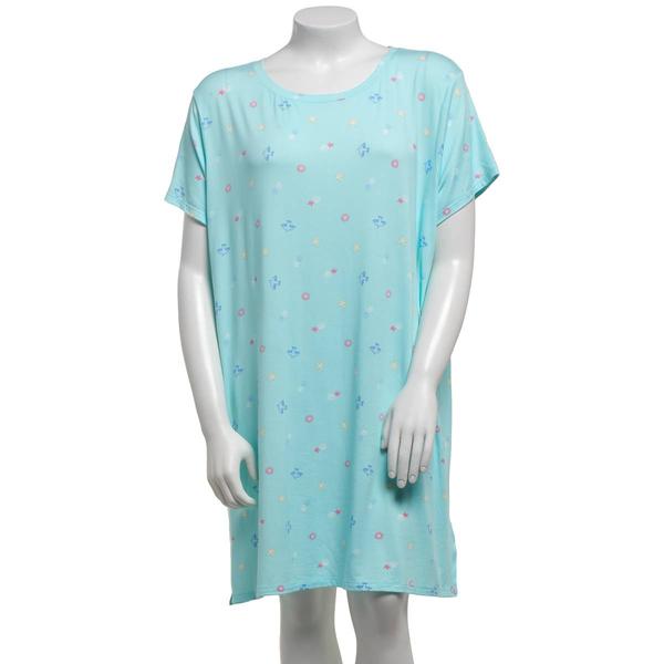 Plus Size Jaclyn Short Sleeve Tossed Icon Neck Nightshirt