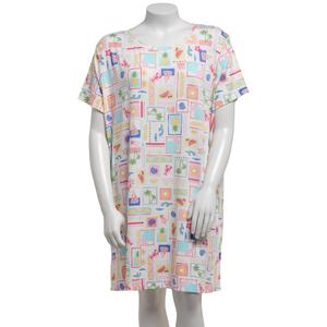 Plus Size Jaclyn Short Sleeve Tropical Scoop Neck Nightshirt alternate view