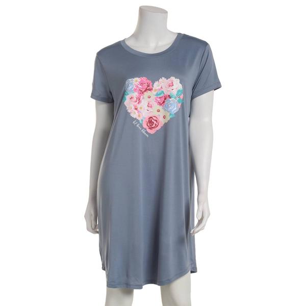 Womens Jaclyn Short Sleeve Floral Heart Screen Nightshirt alternate view