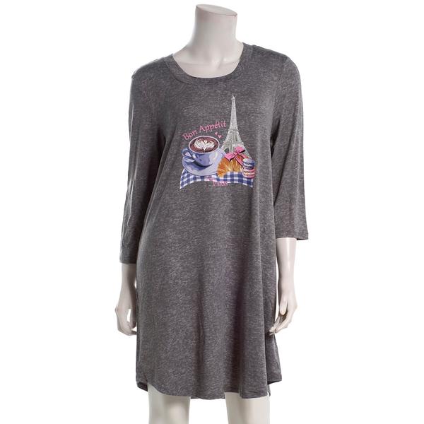 Womens Jaclyn 3/4 Sleeve Bon Appetit Nightshirt
