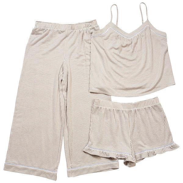 Womens Jaclyn 3pc.Seersucker Stripe Cami/Shorts/Pants Pajama Set alternate view