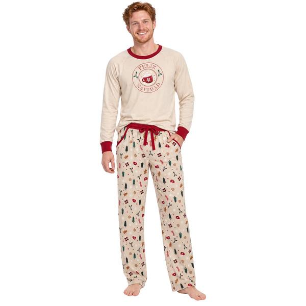 Mens Jaclyn Long Sleeve Feliz Navidad Winter Pajama Set