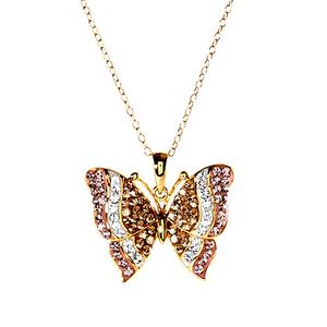 Plated Sterling Silver Crystal Butterfly Pendant