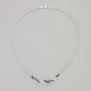Silver Plated Brass Shades of Black Crystal Necklace