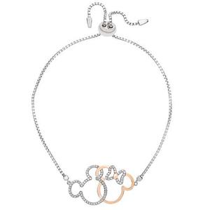 Disney Two-Tone CZ Mickey & Minnie Bracelet