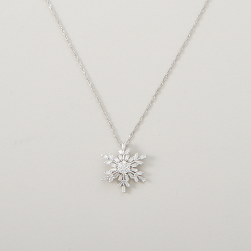 Clear CZ Snowflake Pendant Necklace