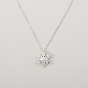 Clear CZ Snowflake Pendant Necklace