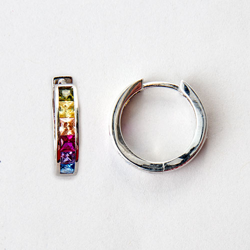 Splendere Rainbow CZ Huggie Hoops